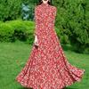 Floral Chiffon Long Sleeve Maxi Dress for Women - Spring/Autumn Slim Fit