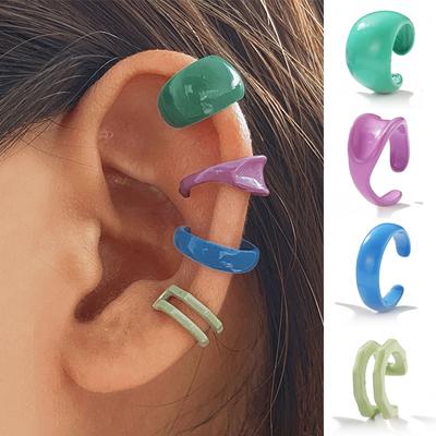 Bohemian Bunte Harz Clip Ohrringe Set Für Frauen Mädchen Koreanische Ohr Clips Ohne Piercing Ohr Manschette Jewerly Geschenke