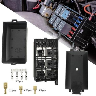 6-Wege-Relais 6-Slot-Flachsicherungshalter-Box Universal-Sicherung Relaishalter Block Kunststoff DC 12V für Auto Automotive Marine