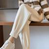 White Harlem Pants Women Loose Casual Joggers Thin Sportswear Tapered Cuff Trousers