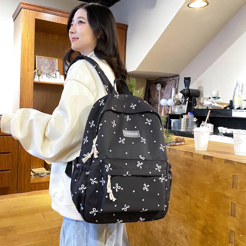 Women Laptop Backpack Large Capacity Versatile Rucksack Bowknot Backpack School Outdoor Camping Picnic Bag