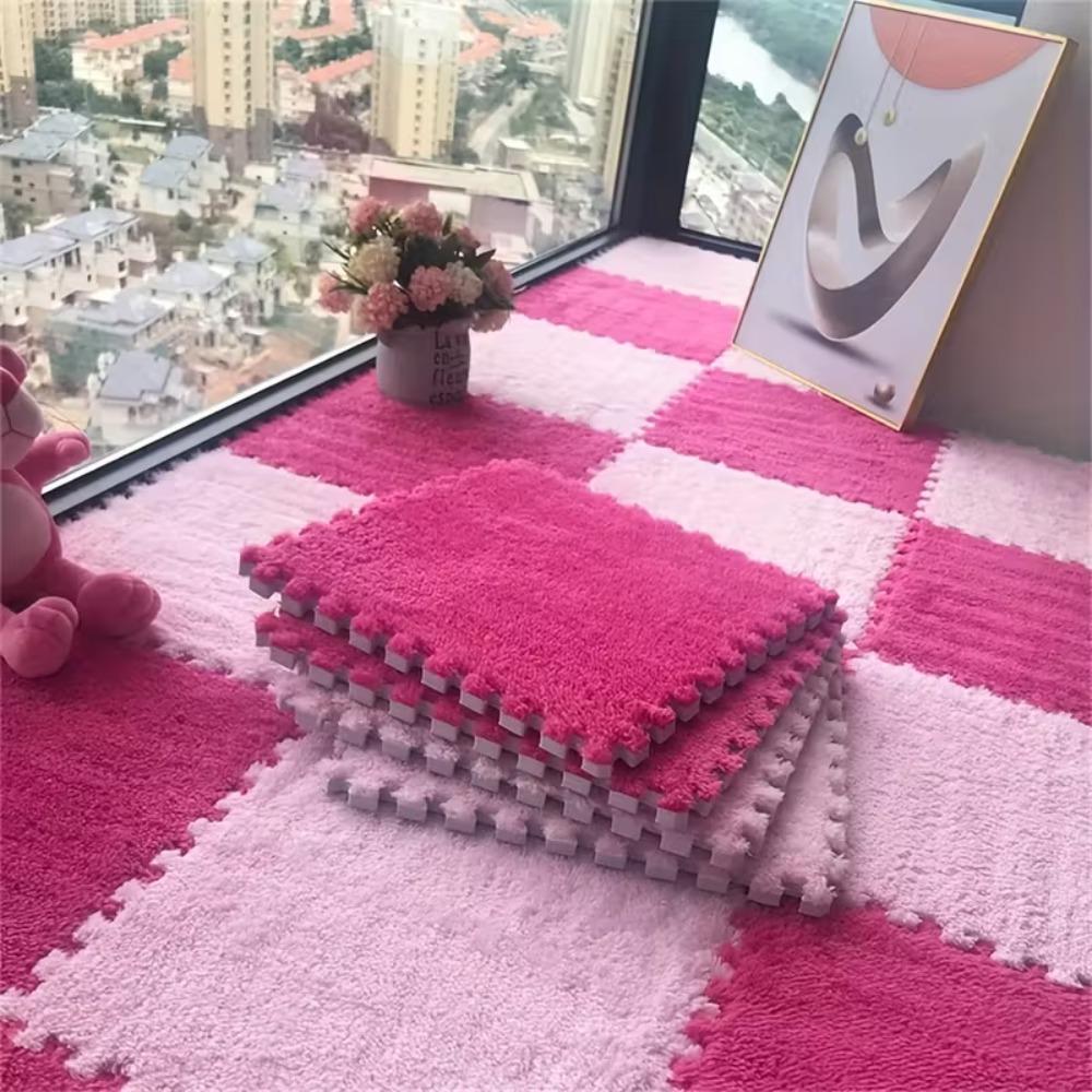 4-20 Piece Pack of Non-slip Plush Baby Play Mat Soft EVA Anti-fall Baby Play Mat BPA-free Washable Floor Protection