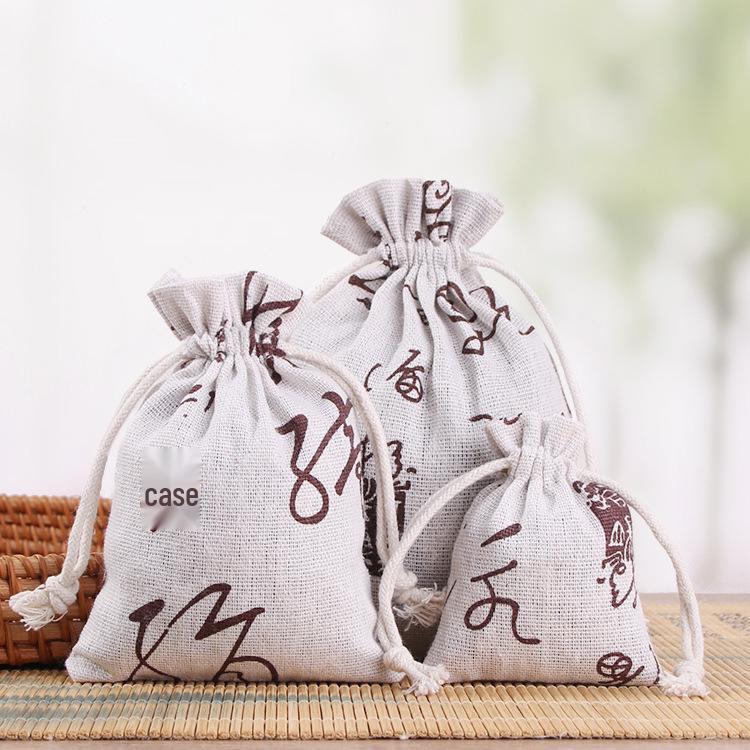 

Printed Cotton Linen Drawstring Jewelry Gift Pouch 7x9 cm