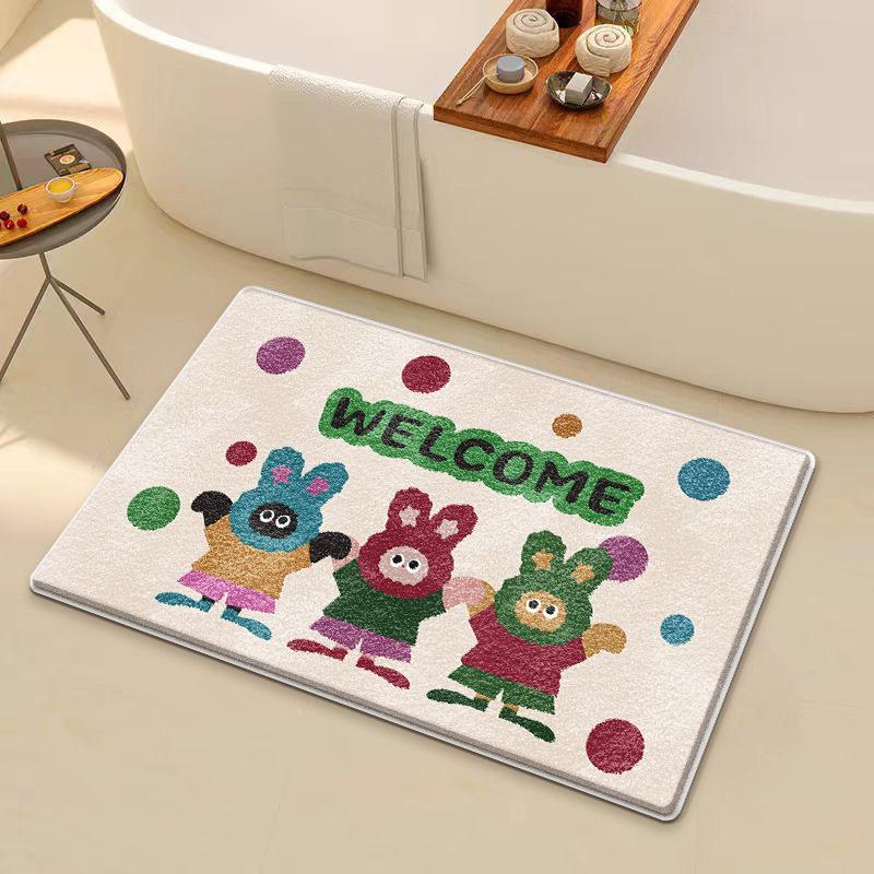 Princess please be happy floor mat cartoon imitation velvet bathroom absorbent toilet wear-resistant door mat