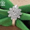 925 Sterling Silver Exquisite Shiny Sunflower Zircon Ring For Women Fashion Party Birthday Engagement Wedding Charm Jewelry Gift