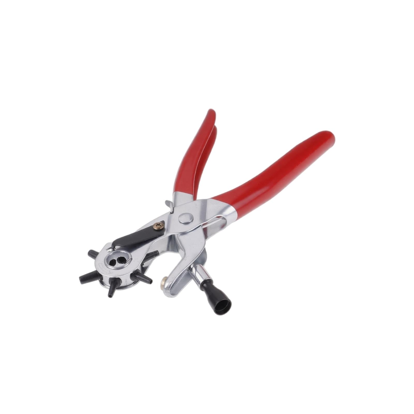 

Rotary Leather Hole Punch Tool Heavy Duty Handheld Punching Pliers for Belt Strap Crafting and Repair with Adjustable Hole Sizes One Size красный