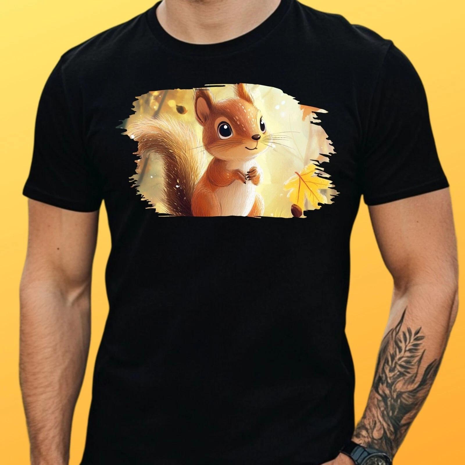 T-Shirt Herren Eichhörnchen Motiv Baumwolle Größe S bis 5XL XS