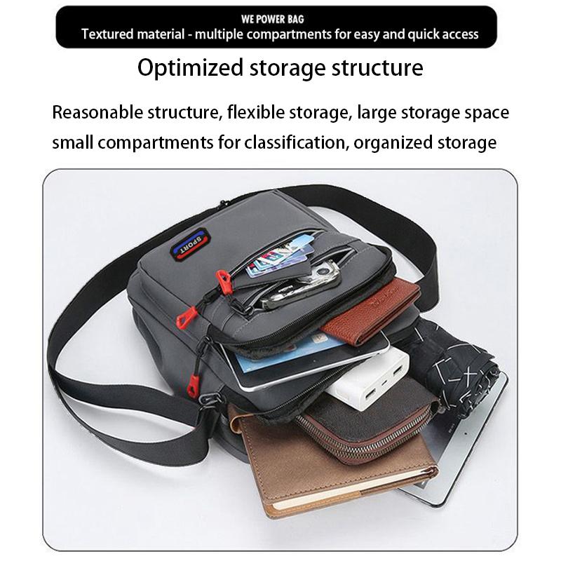 Classic Multi‑pocket Sport Shoulder Bag Durable Water‑resistant Nylon Crossbody Handbag for Men Everyday Casual Wear