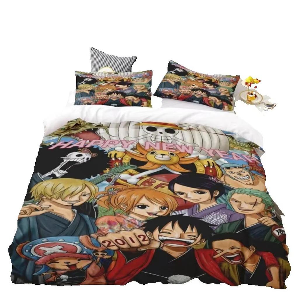 3D Kids Boys Anime One Pieces Duvet Cover Merry Christmas Bedding Set Queen King Full Size for Holiday Bedroom Teens Women Gift