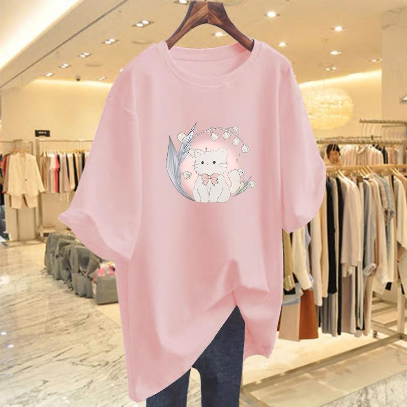 New Summer Cotton Short-sleeved T-shirt Women's Summer New Cartoon Printed Bottoming Shirt Top