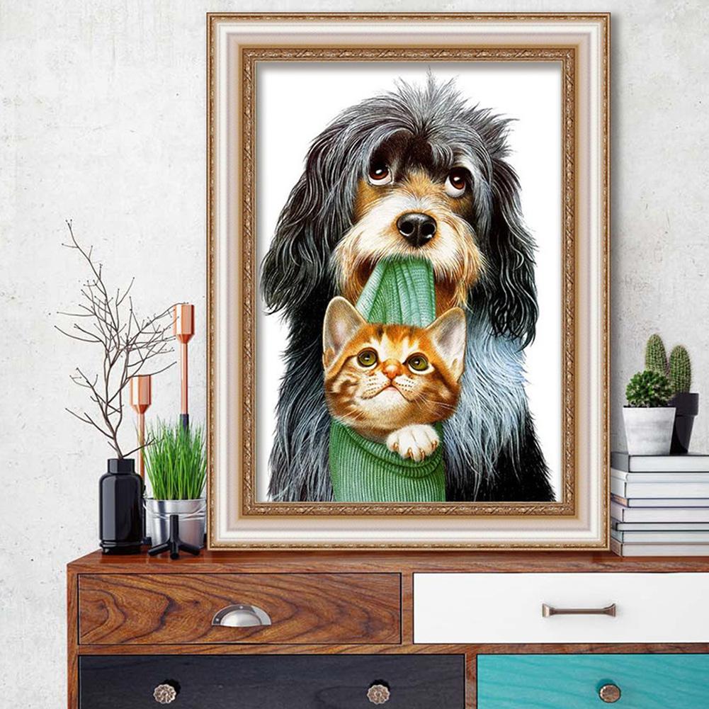 DIY 5D Full Drill  Living Room Puppy Cross Stitch Rhinestone Painting