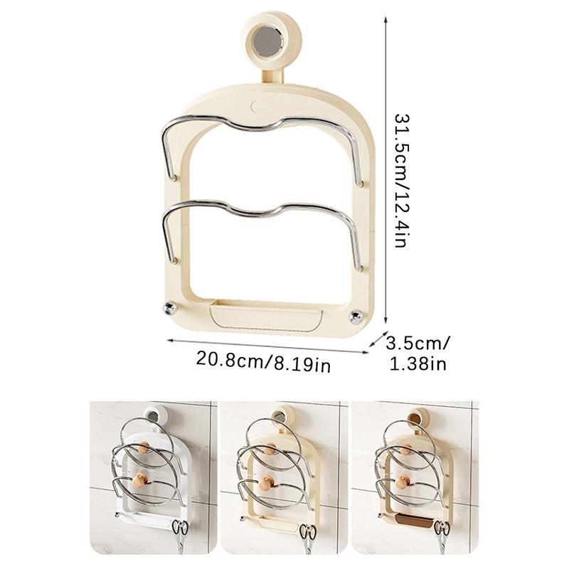 Kitchen Organizer Rack Wall Hanging Pot Lid Drain Rack No Punching Kitchen Pan Cover Cutting Board Organizer Holder