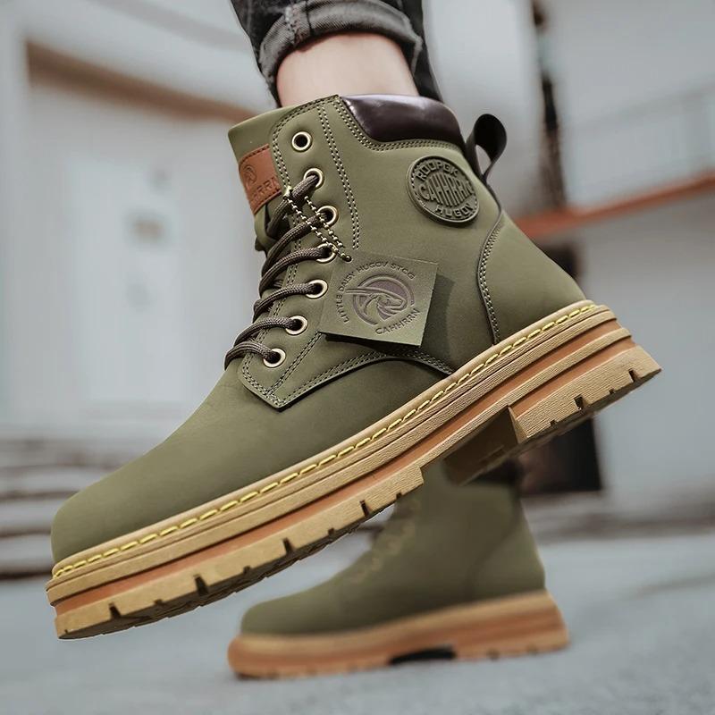 Luxury Brands Riding Boots Walking Shoes for Men Outdoor Boots Men's Ankle Boots Winter New High Top Casual Shoes Classic Design