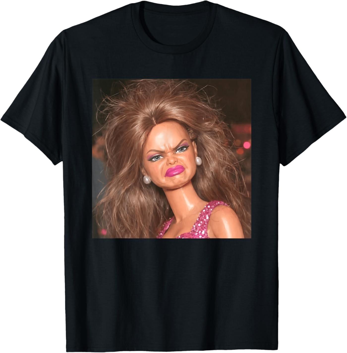 Funny Creepy Doll Face Meme Expression Hilarious Sarcastic T- Unisex T-Shirt S