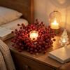 Plastic Christmas Artificial Plant Garland Simulation Pine Cone Red Berry Hanging Faux Pine Cone Vine Reusable DIY