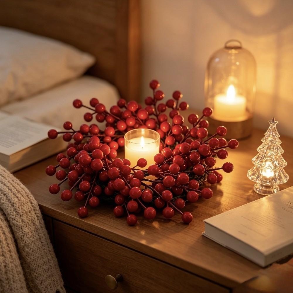 Plastic Christmas Artificial Plant Garland Simulation Pine Cone Red Berry Hanging Faux Pine Cone Vine Reusable DIY