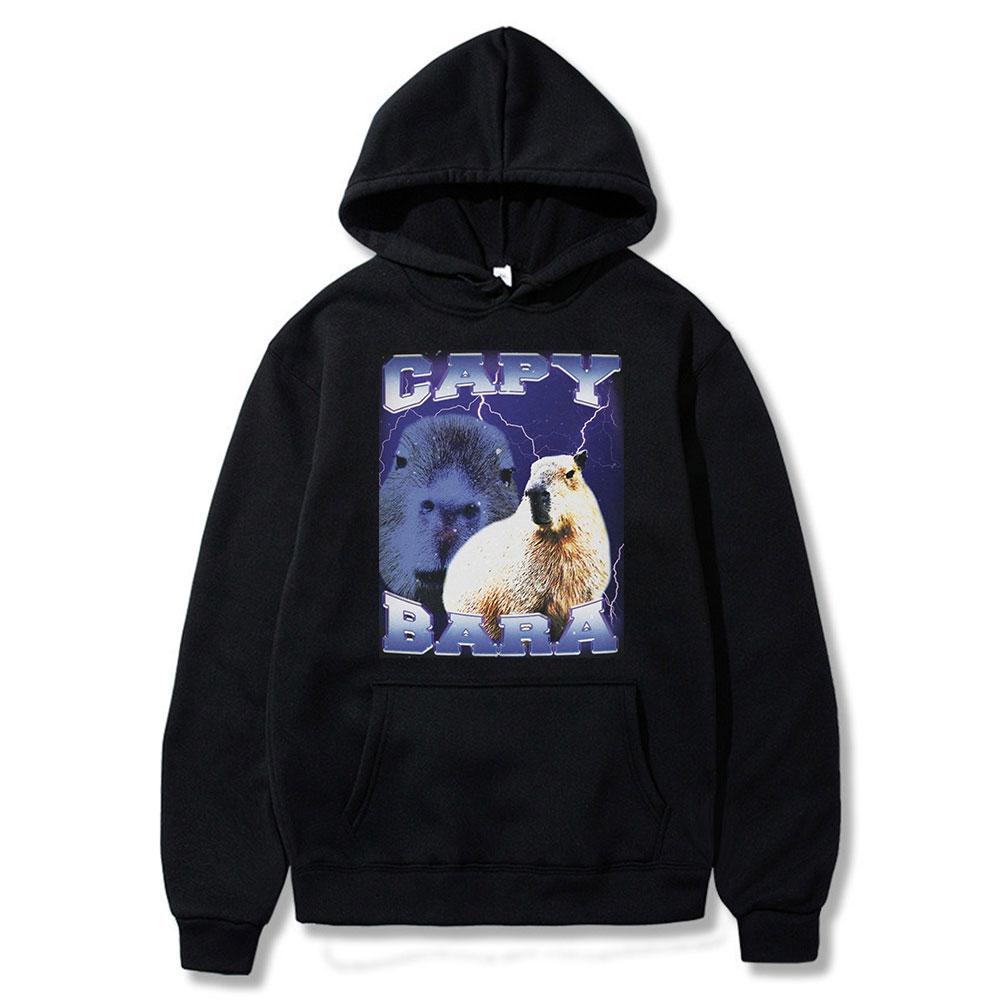 Funny Ok I Pull Up Capybara Print Hoodie Men's Fashion Casual Oversized Hooded Sweatshirts Gothic Pullovers Clothes for Teens