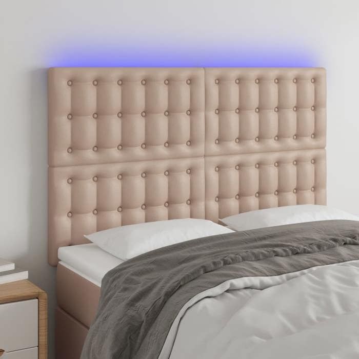 VidaXL LED Headboard Bedroom Furniture Double Bed Accessory Head of Bed Frame Interior Cappuccino 3122519