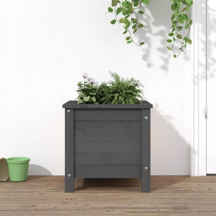 VidaXL Jardinière gris 40x40x39 cm bois massif de pin 825249