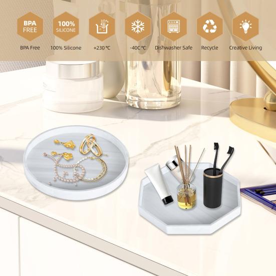 Silicone Tray for Bathroom Kitchen Decorative Counter Organizer for Soap Perfume
