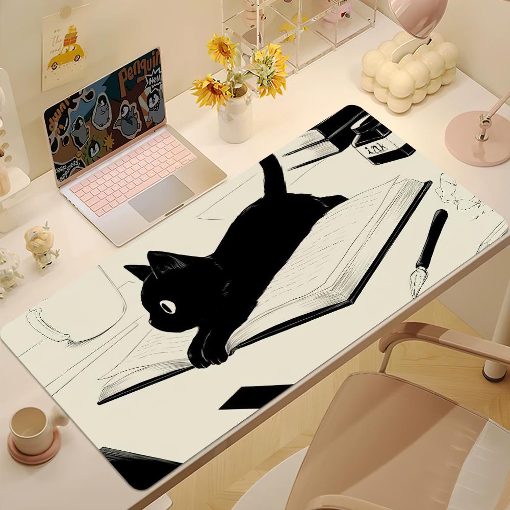 Cute Black Cat Mouse Pad Desk Mat Large Nonslip Antifray Keyboard Ergonomic Office Rubber PC Home Custom