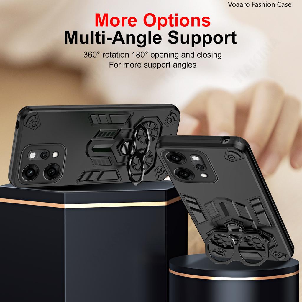 Dual Finger Ring Armor Cover for OPPO Reno 14 Pro Case for OPPO Reno 14 Rotate Metal Bracket Kickstand Holder Case Capa