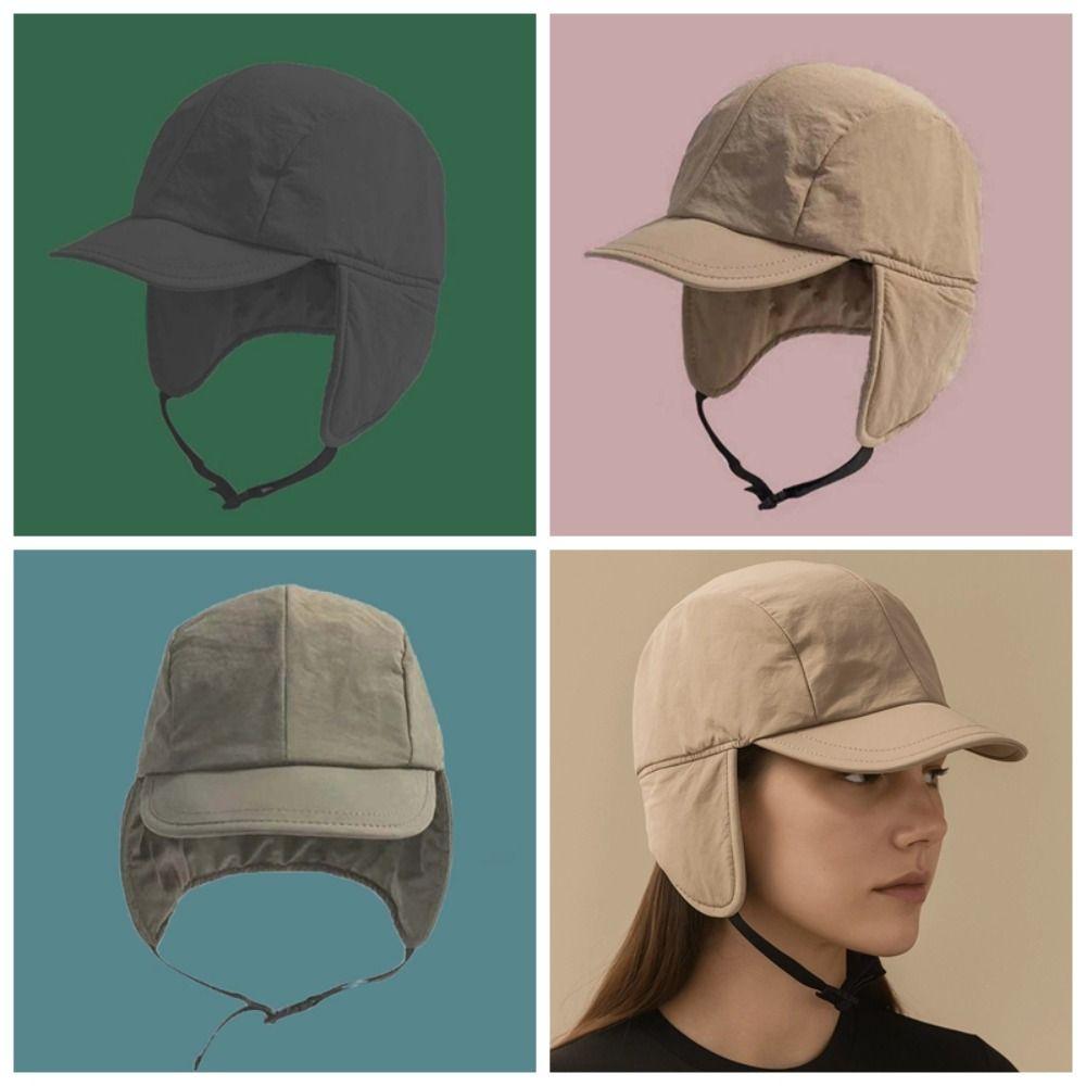 Multi-functional Earflaps Visor Hat Japanese Style Windproof Pilot Cap Ear Protection Ushanka  Men