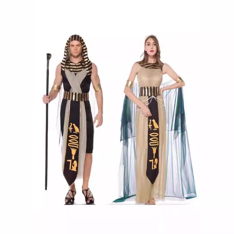 Halloween Adult Male and Female Models Pharaoh King Cleopatra Costume Couple Drama Performance