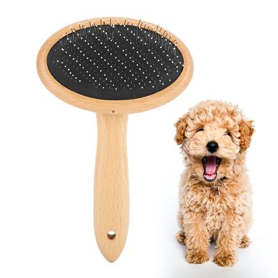 Pet Wood Brush Grooming Comb Professional Hair Remover Brush for Fluffy Cats & Dogs(Round Head Small )