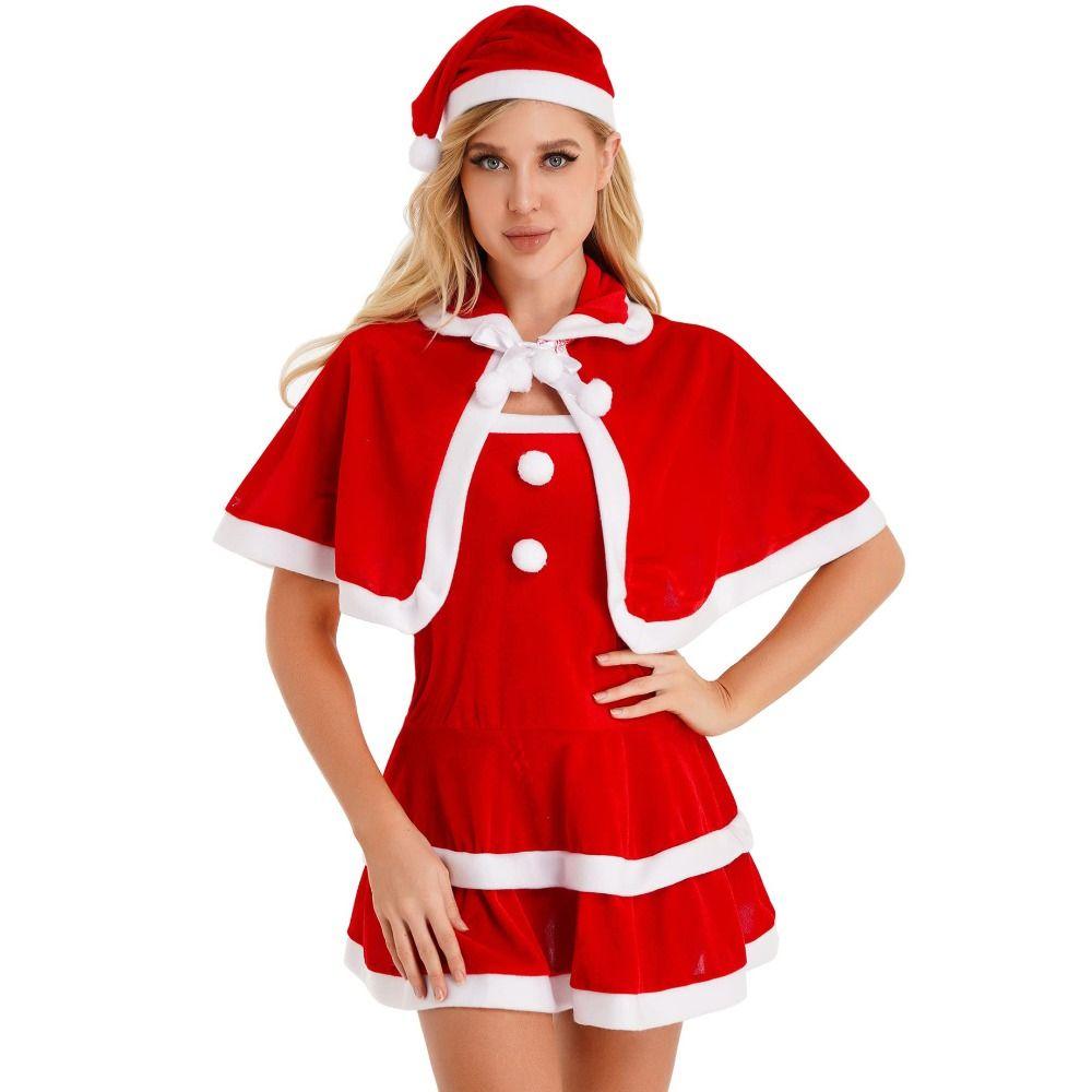 Weihnachtsmannmütze Cosplay Weihnachtsoutfit Goldener Samt Weihnachtsaufführungskostüm Nachtclub Bar