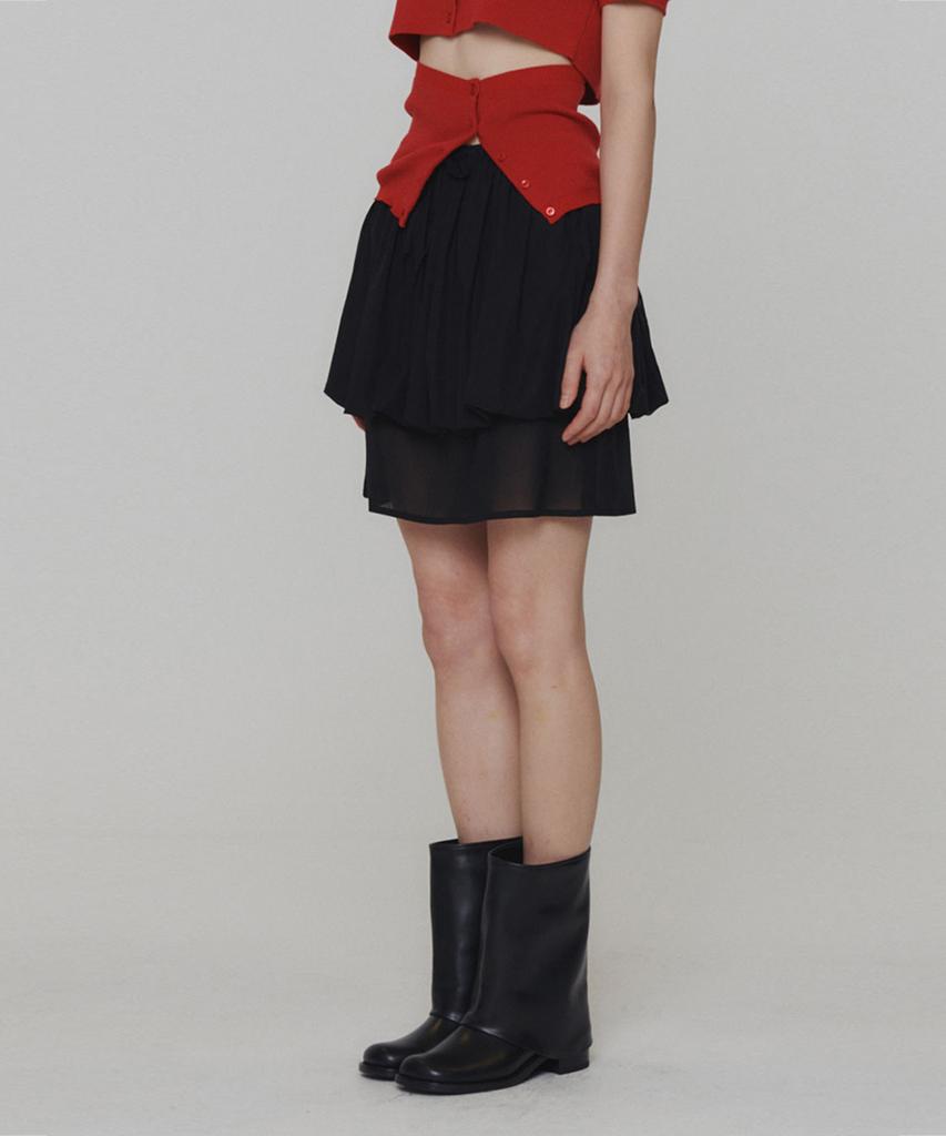 Amomento Sheer Layered Skirt_Black