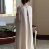 Solid Summer Sleeveless Dress Round Neck Open Back Long Dress Fashion Vocation Vest Dresses  Teens