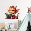 Cute Cartoon Little Dragon Reading Book Wall Stickers, Self-Adhesive Decor for Kids Room Bedroom Nursery Kindergarten Decoration
