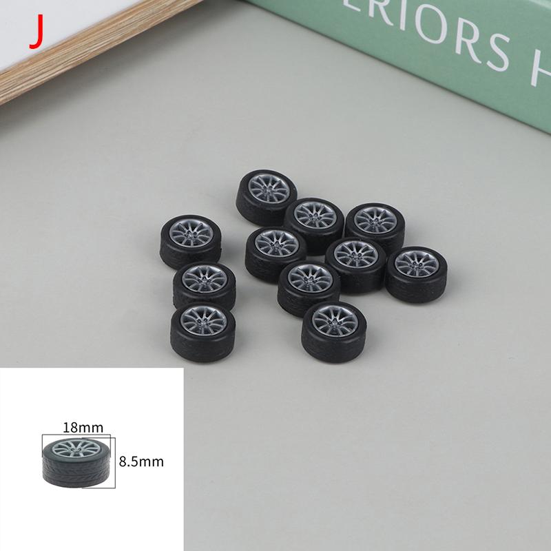 10Pcs Pc Toy Wheel Rubber Rim Tyres Diy Mini Technology 4Wd Colorful Tires Hole