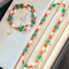 Vintage Natural Chalcedony Baroque Freshwater Pearl Grandmother Green Quartzite Necklace Clavicle Chain