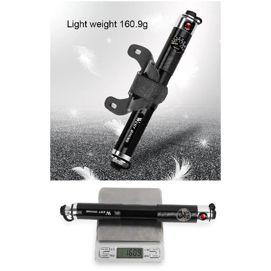 WEST BIKING Bike Inflated Pump High Pressure 160PSI Aluminum Bicycle Air Pump Presta Schrader Valve Bike Tire Pump With Hose