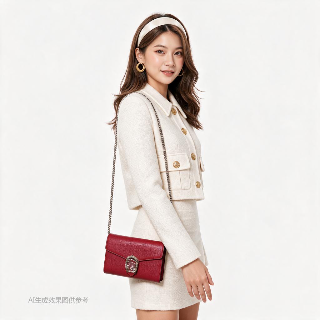 [Pre-Owned] Dionysus Chain Strap Leather Wallet Crossbody Shoulder Bag - Very Good #UU16PI