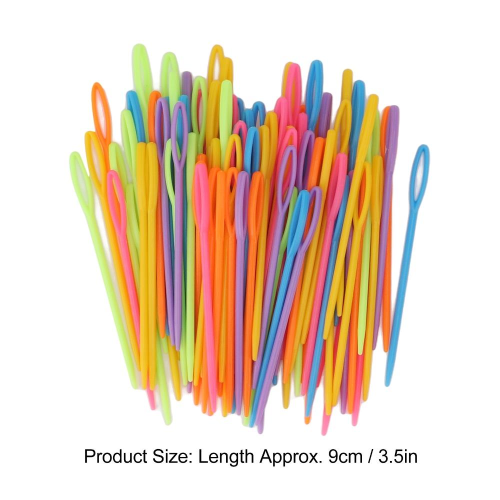 200Pcs Plastic Plastic Yarn Needles Colorful Darning Needles Portable Large Eye Needles For Crochet