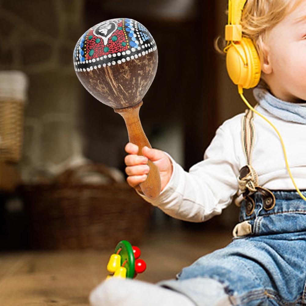 Sand Hammer Coconut Shell Art Portable Handheld Toy Musical Instrument AccessoriesCoconut Shell and