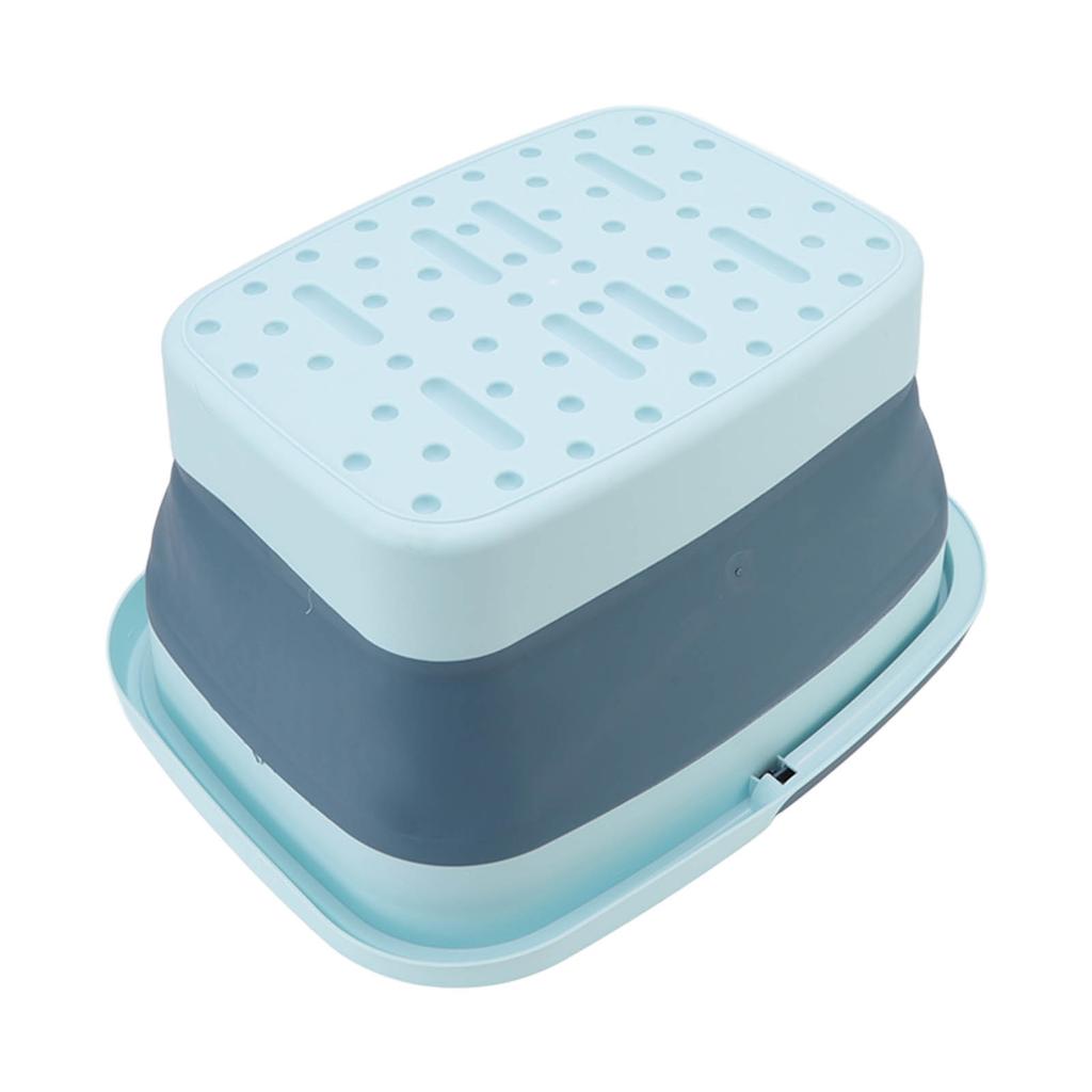 Foldable Foot Tub Portable Silicone Foot Massage Bath Bucket Household Foot Spa Basin Blue