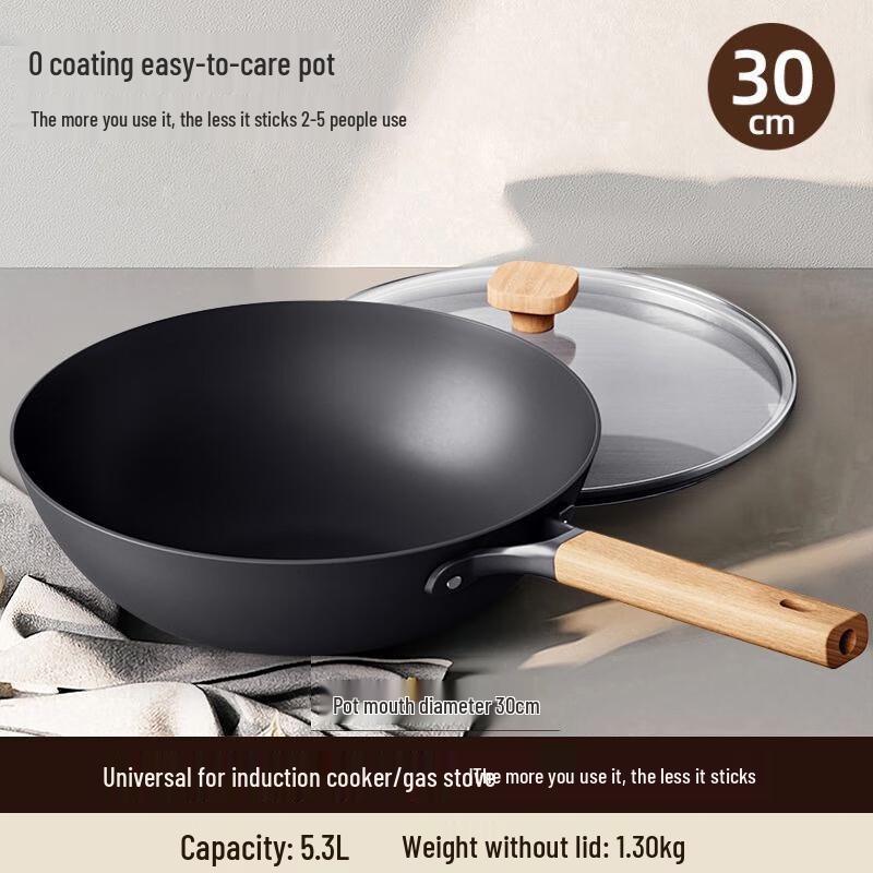 Yoshida Takumi 30cm Coating-Free Iron Wok with Lid