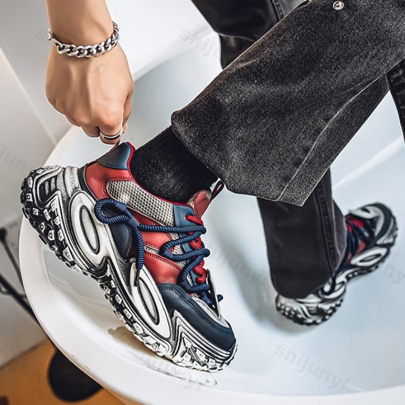 Mode 2025 Sommer Neuer Stil Lässige Sportschuhe für Herren Bequemer Modetrend Schuhe mit dicker Sohle Rutschfest Schnürschuhe Klobige Sneaker