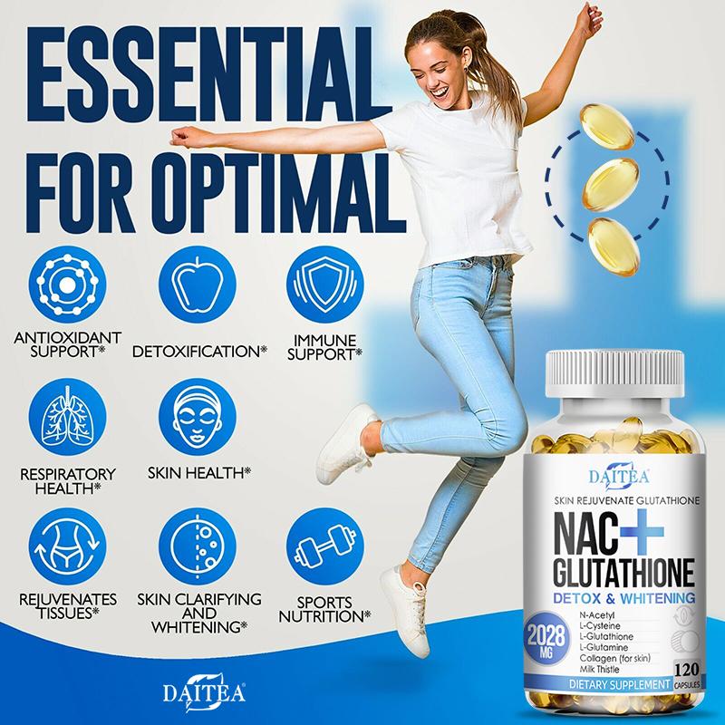 Glutathione Capsules 2028mg Complex Formula with Collagen, CoQ10, Milk Thistle, Vitamin C, 120 Capsules