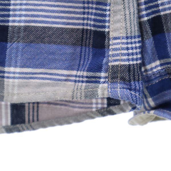 AVIREX Check Long Sleeve Flannel Shirt XL Gray Back Chain Stitch Men's Used