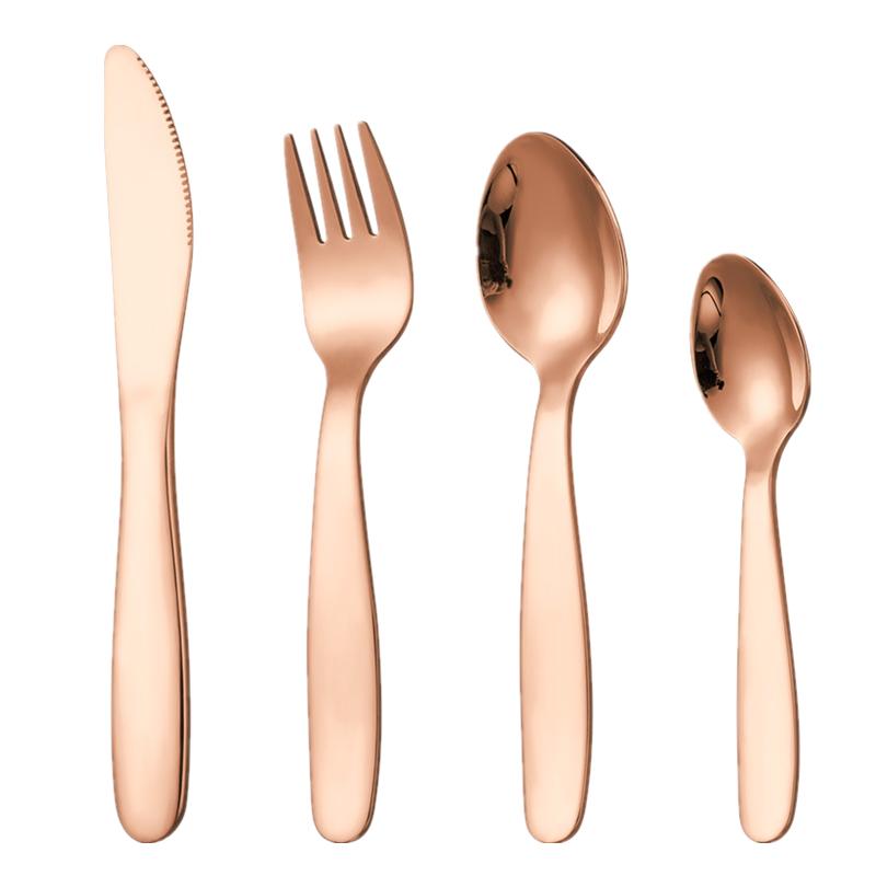 4 Pcs Set 304 Stainless Steel Children's Cutlery Set Portable Western Thickening Knives Forks Spoons Tableware Dinnerware