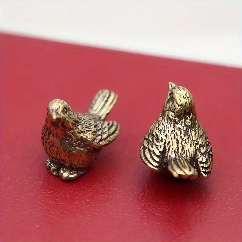 2pcs Small Brass Sparrow Ornaments, Bronze Sparrow Sculpture, Brass Bird Statue, Office Tea Set Table Home Decoration Ornaments