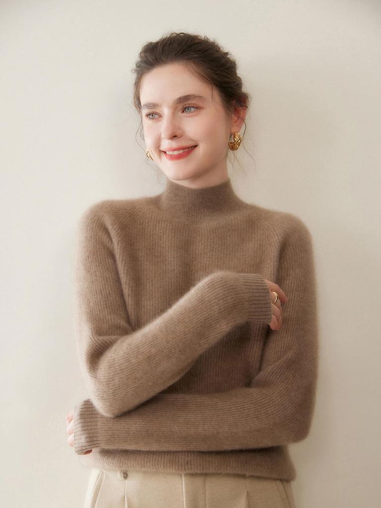 Autumn Winter Twelve-Needle Ribbed Cashmere Sweater Women's Warm Fashion Pullover