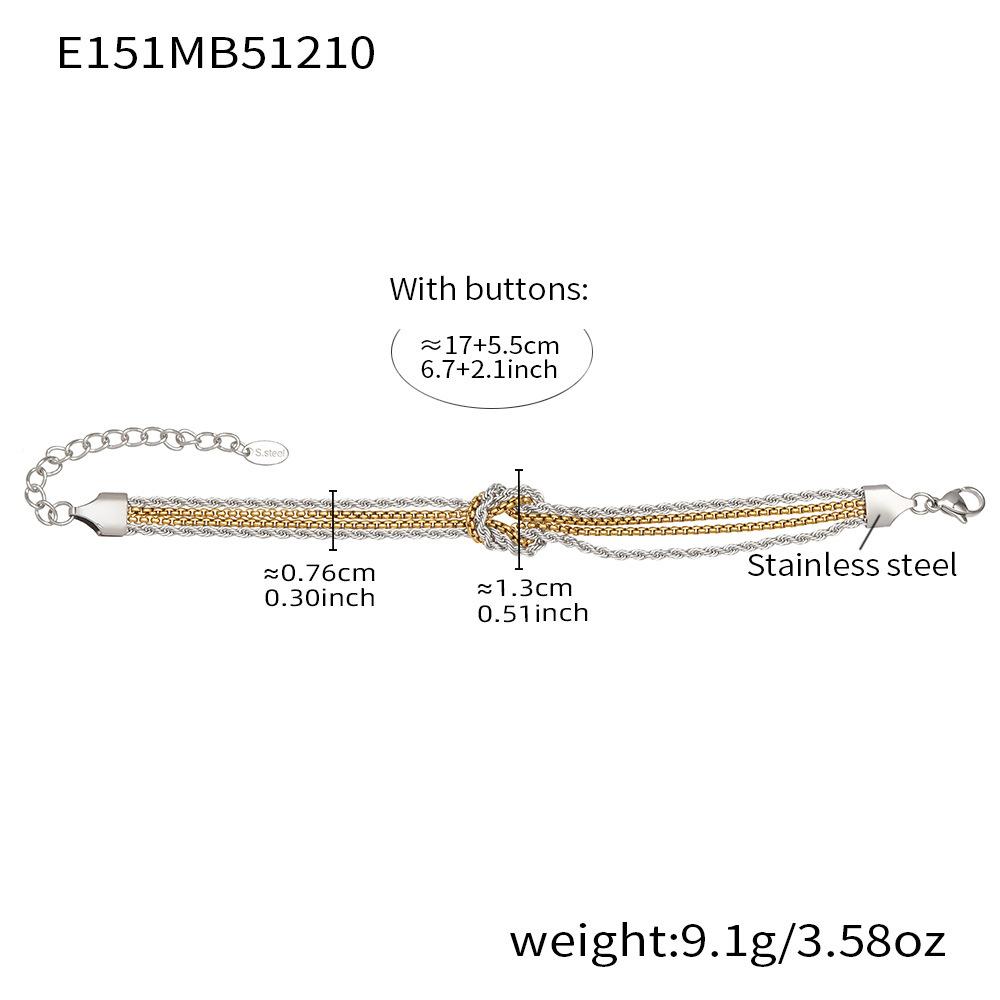 4 Twisted Chain Knotted Bracelet In Stainless Steel 18K Gold Plated Bracelets Handmade Love Knot Bracelet Bangle for Women