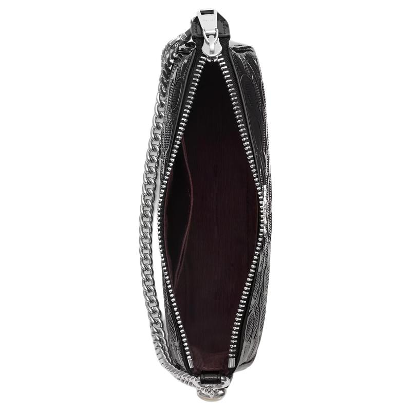 Coach Nolita 19 Herzförmiger Anhänger Kettenhenkel Glattes Lackleder Schultertasche Klein Damen Schwarz