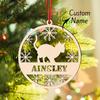 Personalized Custom Name Cat Wooden Christmas Ornament Laser Cut Snowflake Round Hanging Bauble Xmas Tree Pendant Pet Lover Gift